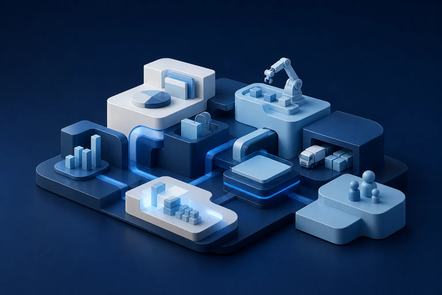 Abstract modular SAP expertise network arranged around a centre