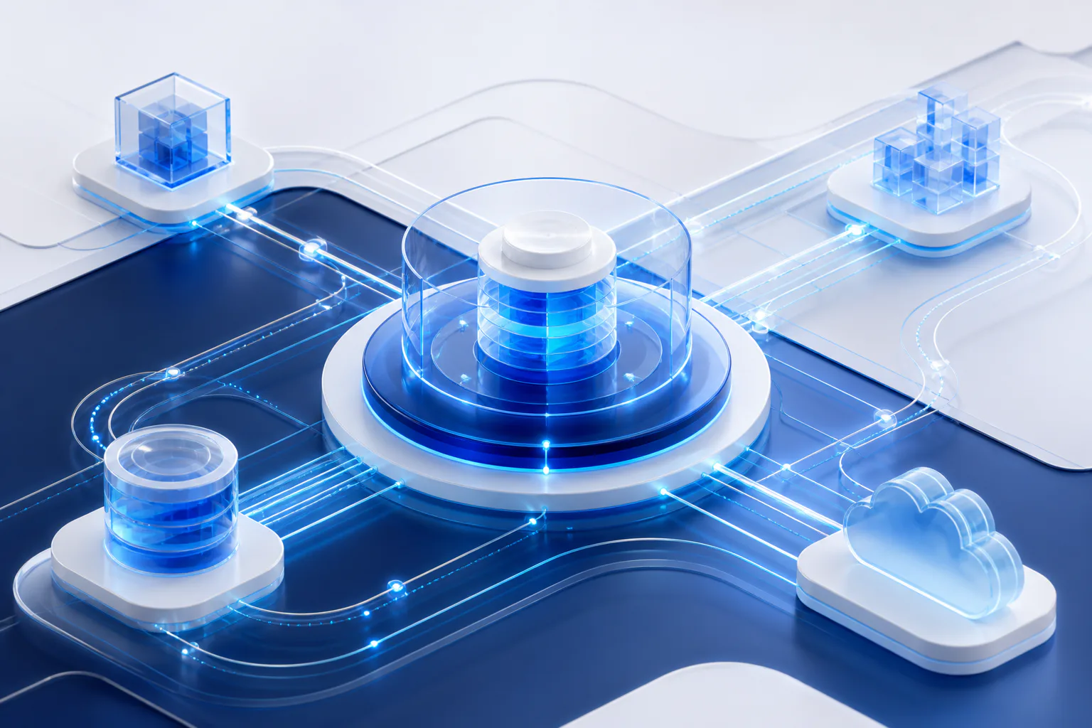 Abstract connected data paths illustrating an enterprise integration architecture